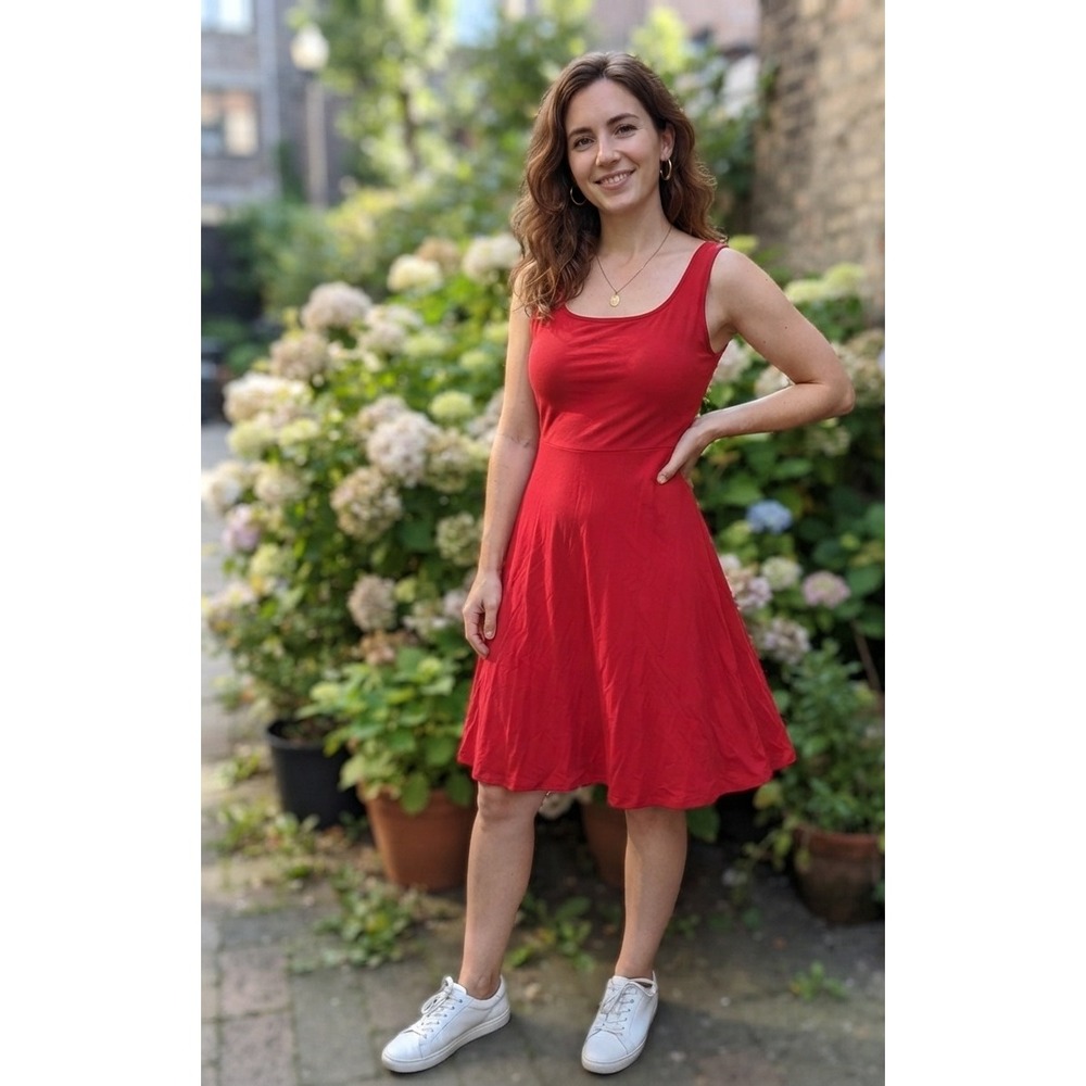 Olivia Rae New York Red Sleeveless Skater Dress with Pockets Small